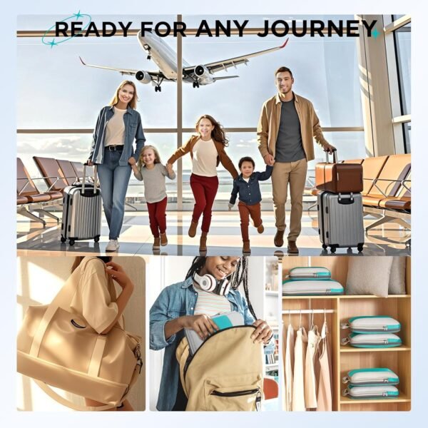 10 Set Compression Packing Cubes for Travel Essentials,Compressible Expandable Packing Cubes for Suitcase,OlarHike Luggage Organizer Bags for Travel,Handy Helper for Organizing Clothes(Cyan) - Image 9