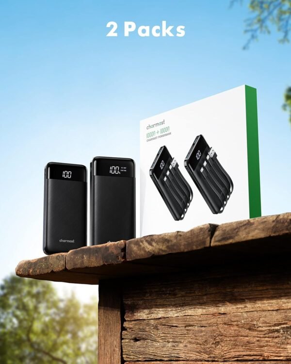 2 Packs Portable Chargers with Built in Cables, 2PCS Slim 10000mAh Travel Essentials Battery Pack 6 Outputs 3A Power Banks for iPhone Samsung Pixel LG Moto iPad - Image 8