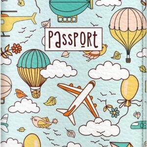 Passport Cover for Kids, Women and Men, Cute Travel Passport Holder (Dirigible Pattern)