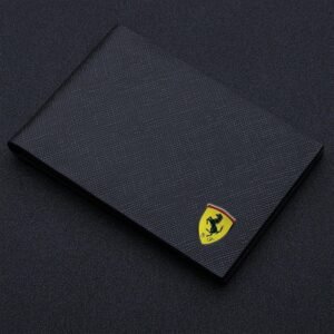 Car Card Holder Wallet for Ferrari 458 Italia 2009 2010 2011 2012 2013 2014 2015 Suede driver's license holder Card Case Passport Card Bag Car Accessories,Black-2 Pages