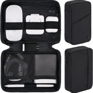 Purevave Electronics Organizer, Tech Pouch for Travel, Compact Small Travel Cable Bag for Cord, Phone Charger, USB Drive, SD Card and Power Bank Black