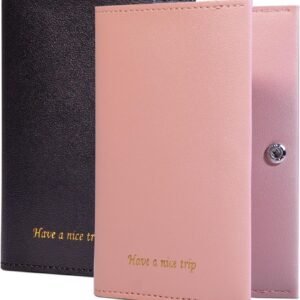 Passport Holder for Travel Passport Wallet Cover Case for Women, Travel Wallet Essentials for Men and Family Pink &Black