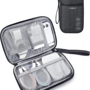 BAGSMART Cord Organizer Travel Cable Organizer Bag Tech Electronic Organizer Travel Case, Travel Essentials for Charger, Cable, Phone, Flash drive, Single Layer - Black
