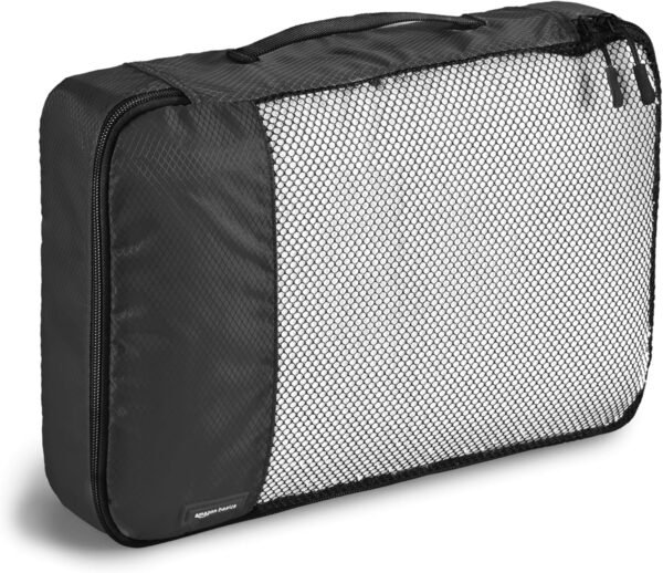 Amazon Basics Packing Cubes for Travel, Packing Organizers Set, 4-Piece-Set (Slim, Small, Medium, Large) With Double Zipper Pulls and Mesh Top Panel, 100% Durable Polyester, Black - Image 4