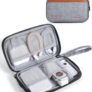BAGSMART Electronics Organizer Travel Case, Small Travel Cable Organizer Bag, Travel Essentials, Cord Organizer for Travel, Travel Tech Organizer as Travel Accessories for Charger, Phone, Gray, Grey