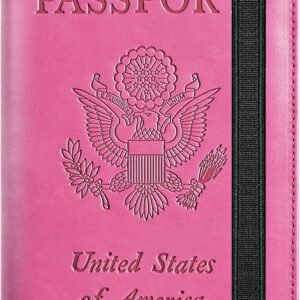 Passport Holder Cover Wallet Travel Essentials RFID Blocking Leather Card Case International Must Haves Travel Accessories for Women Men(101#Pink)