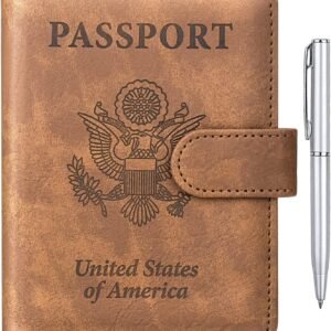 TIGARI Unisex Passport Wallet, Faux Leather, Water Resistant, RFID-Blocking, B-Brown