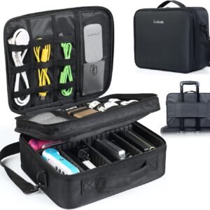 Luxtude Electronic Organizer Travel Case Large, Double Layer Tech Bag, Cord Organizer Travel, Cable Organizers Bag, Large Charger Organizers, Home Electronics Bag Fits for iPad (Up to 12.9 in)