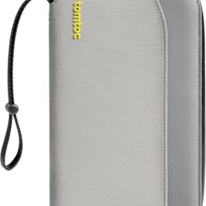 tomtoc Passport Holder Family with RFID Blocking, Passport Wallet Women Men, with Airtag & Sim Card Holder and Eject Pin, Travel Document Organizer with Wrist Strap, Up to 4 Passports, Water-resistant