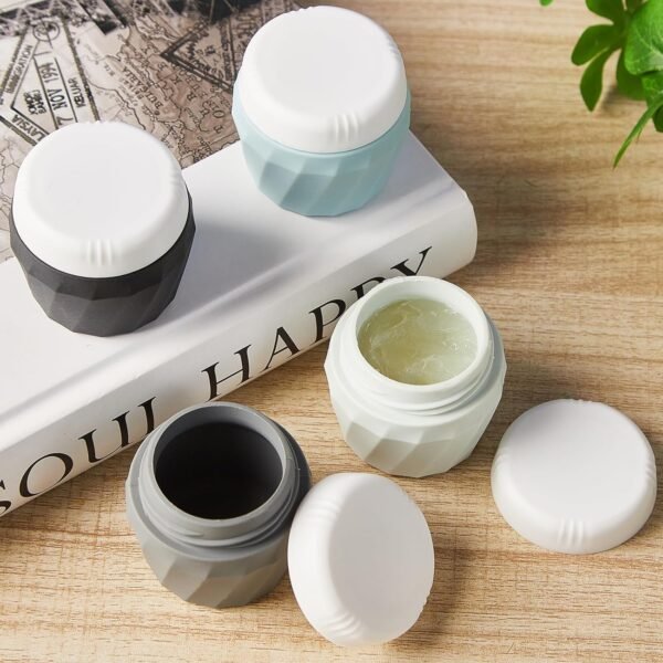 Travel Containers for Toiletries, Premium Cosmetic Silicone Cream Jars, TSA Approved Leak-Proof Refillable Travel Size Toiletries with Clear Bag for Cosmetic Face Body Cream (Gray) - Image 6