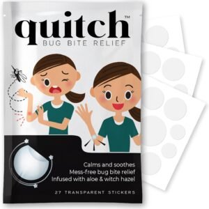 quitch Bug Bite Itch Relief Patch Kids, Summer Travel Essentials for Kids, Mosquito Bug Bite Thing Alternative Summer Camp Essentials Itch Relief, Baby hydrocortisone Alternative, Made in The USA