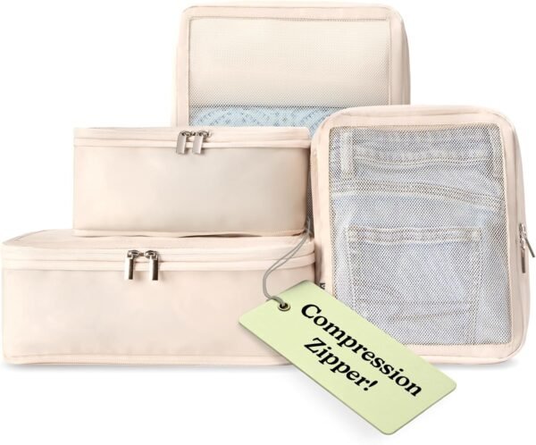 VANDEL Space-Saving Compression Packing Cubes for Women, Men, Compressible Carry On Suit Case Organizer Luggage Packing Cubes for Travel Organizer Bags for Luggage and Backpacks, Suitcase Cube
