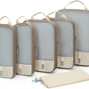 BAGSMART 6 Set Compression Packing Cubes - Lightweight Travel Essentials, Durable Luggage Organizer