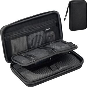ProCase Large Hard Travel Electronic Organizer Case for MacBook Power Adapter Chargers Cables Tech Organizer Hard Drive USB Flash Disk SD Card Portable Electronics Accessories Bag -Black