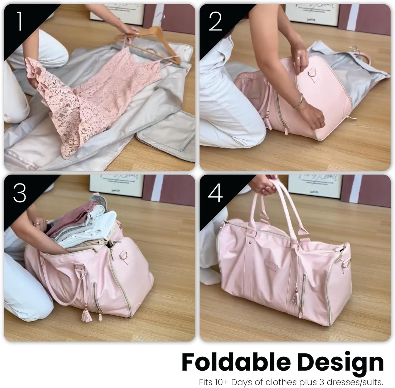 Luhxe Travel Convertible Carry On Garment Bag with Shoe Pouch & Detachable Shoulder Strap - Rose - Image 3