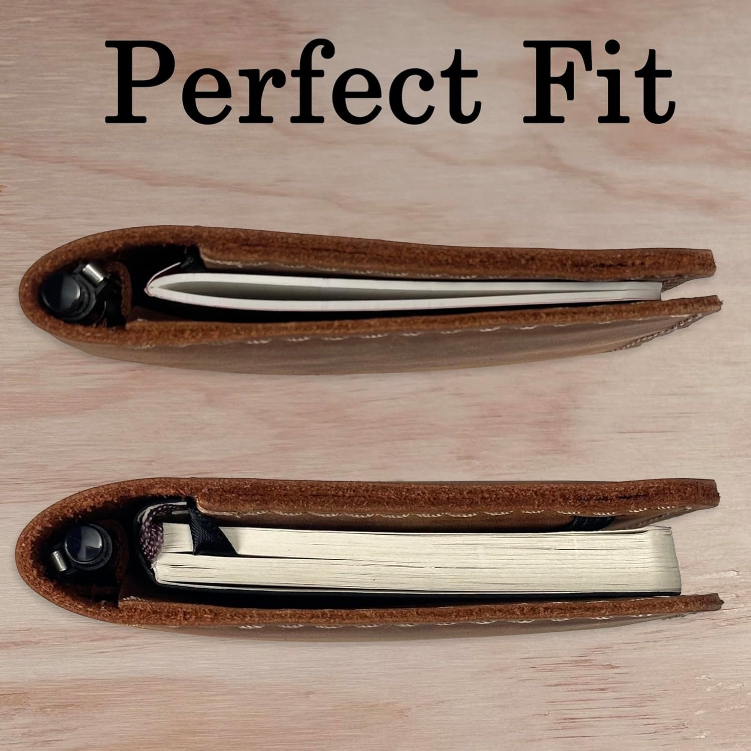 Leather Cover for Field Notes, Passport Cover, Leather Notebook Cover for 3.5" x 5.5" with Pen Holder, Only Cover (Bourbon) - Image 4