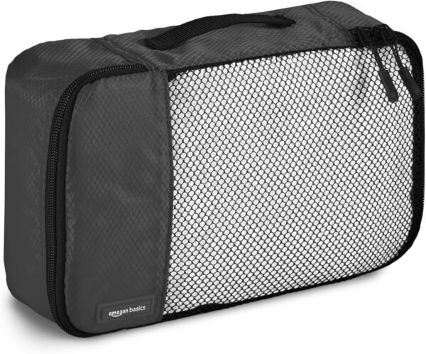 Amazon Basics Packing Cubes for Travel, Packing Organizers Set, 4-Piece-Set (Slim, Small, Medium, Large) With Double Zipper Pulls and Mesh Top Panel, 100% Durable Polyester, Black - Image 5