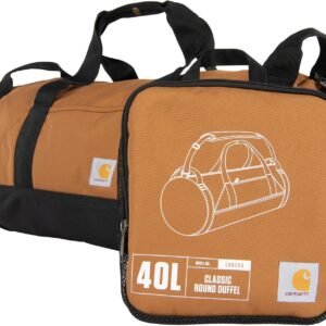 Carhartt Classic Round Duffel with Utility Pouch, Heavy-Duty, Water-Resistant Packable Gear Bag for Jobsite, Gym, and Travel