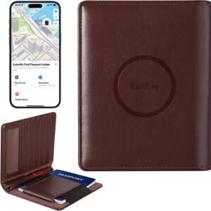 Passport Holder Men, Passport Cover Wallet with Full Find My Functionality, Travel Wallet, Travel Accessories Must Haves Anti-Lost, RFID Blocking, 6 Cards Slots, Brown