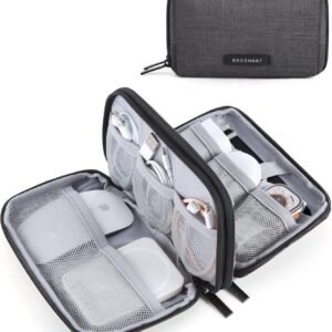 BAGSMART Electronics Organizer Travel Case, Cable Charger Cord Tech Organizer Pouch for Phone Charger Accessories, Black