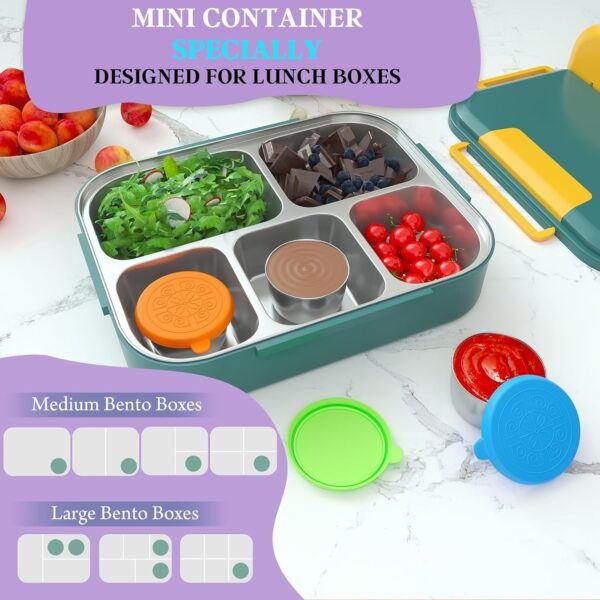 6x1.6 Oz Salad Dressing Containers With Lids, Small Leakproof Reusable Stainless Steel Salad Dressing Container To Go For Lunch Boxes,Sauce containers, Picnics,Travel Meal Prep And Kitchen Storage. - Image 7