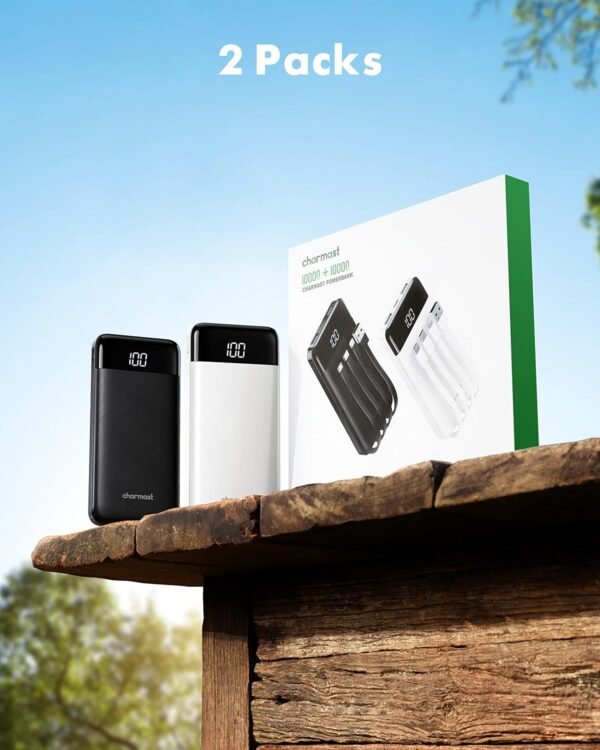 2 Packs Portable Chargers with Built in Cables, 2PCS Slim 10000mAh Travel Essentials Battery Pack 6 Outputs 3A Power Banks for iPhone Samsung Pixel LG Moto iPad - Image 8