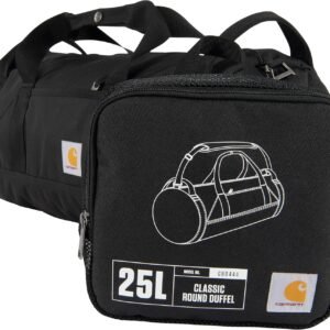 Carhartt Classic Round Duffel with Utility Pouch, Heavy-Duty, Water-Resistant Packable Gear Bag for Jobsite, Gym, and Travel